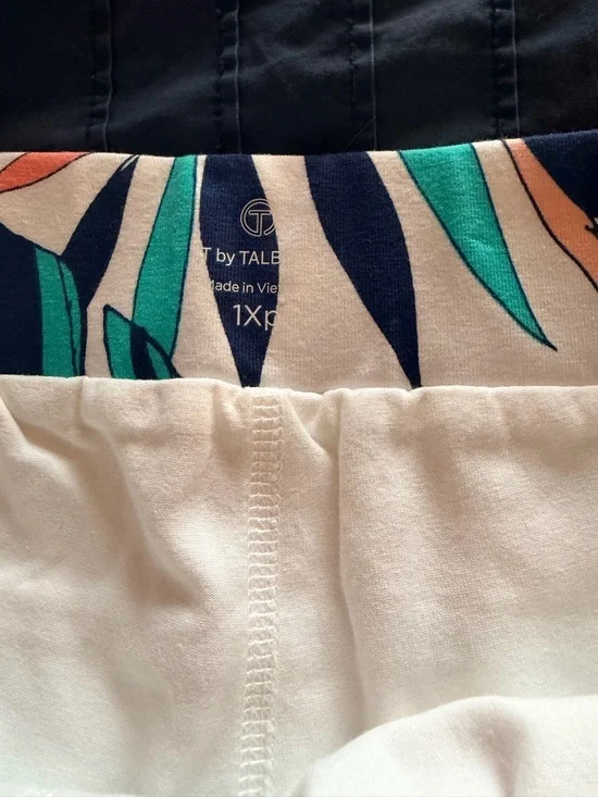 Talbots Tropical Leaf Mini Skirt - White with Teal, Coral, Navy & Yellow - Picture 3 of 6